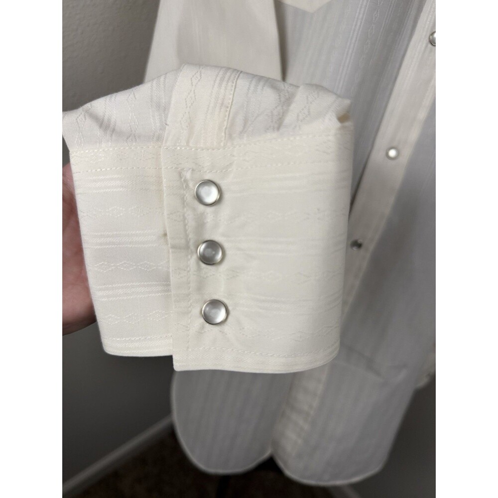 ELY Cattleman Western Pearl Snap Shirt Men’s 16.5 / 36 White Long Sleeve - Picture 4 of 15